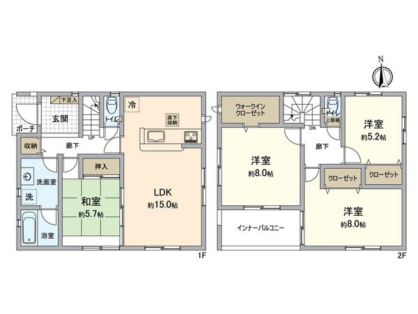 所沢市東狭山ケ丘5丁目 戸建 間取図(平面図) 所沢市東狭山ケ丘5丁目 戸建 間取図(平面図)