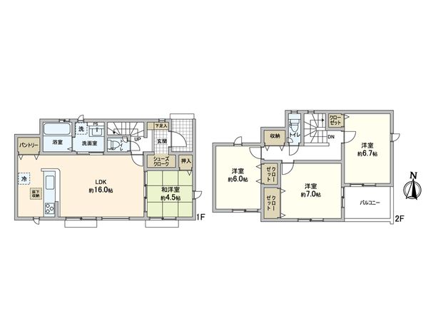 所沢市小手指南2丁目 新築2号棟 間取図(平面図) 所沢市小手指南2丁目 新築2号棟 間取図(平面図)