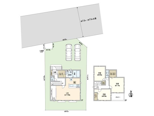 所沢市小手指南2丁目 新築1号棟 間取図(平面図) 所沢市小手指南2丁目 新築1号棟 間取図(平面図)