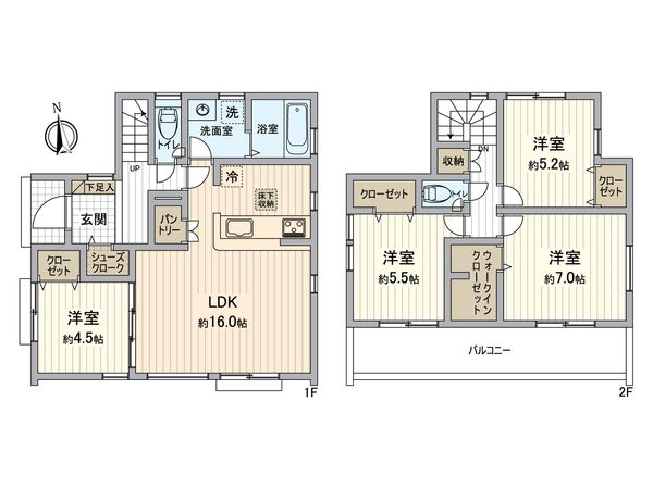 所沢市上新井5丁目 新築戸建 4号棟 間取図(平面図) 所沢市上新井5丁目 新築戸建 4号棟 間取図(平面図)