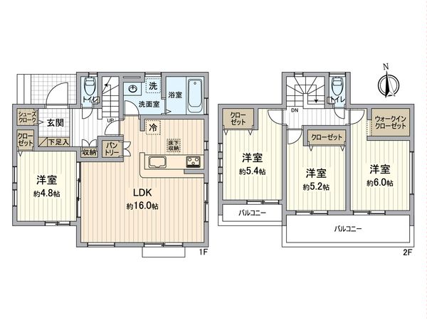 所沢市上新井5丁目 新築戸建 1号棟 間取図(平面図) 所沢市上新井5丁目 新築戸建 1号棟 間取図(平面図)