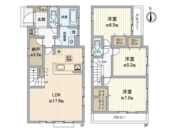 所沢市上新井5丁目 新築戸建 3号棟 間取図(平面図) 所沢市上新井5丁目 新築戸建 3号棟 間取図(平面図)