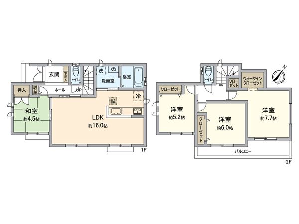 狭山市富士見2丁目 新築2号棟 間取図(平面図) 狭山市富士見2丁目 新築2号棟 間取図(平面図)