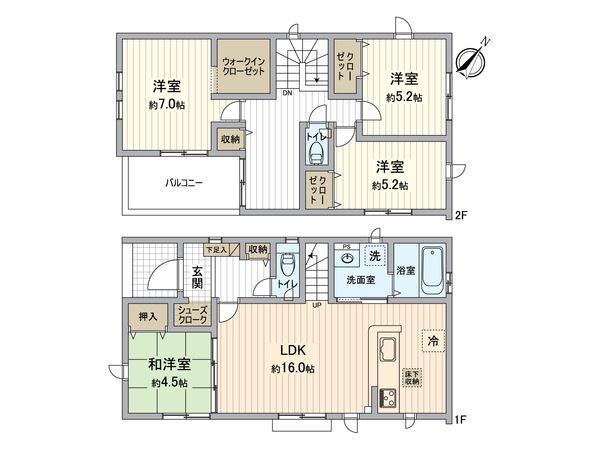 所沢市中富 新築戸建10号棟 間取図(平面図) 所沢市中富 新築戸建10号棟 間取図(平面図)