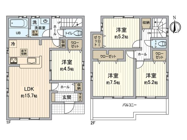 所沢市大字荒幡 新築1号棟 間取図(平面図) 所沢市大字荒幡 新築1号棟 間取図(平面図)