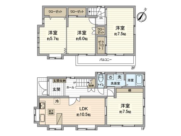 所沢市北岩岡 戸建 間取図(平面図) 所沢市北岩岡 戸建 間取図(平面図)