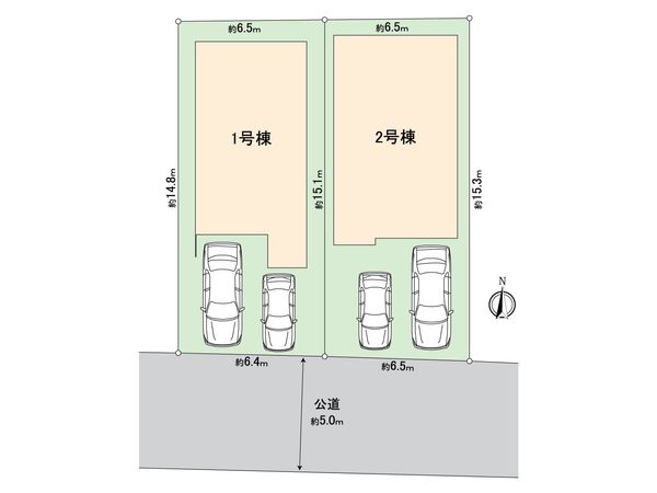 所沢市山口 新築2号棟 全体区画図 所沢市山口 新築2号棟 全体区画図