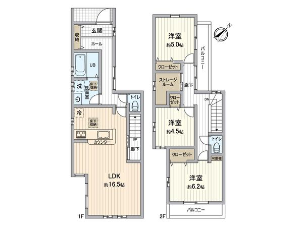 所沢市西狭山ケ丘1丁目 新築1号棟 間取図(平面図) 所沢市西狭山ケ丘1丁目 新築1号棟 間取図(平面図)