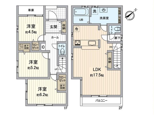 所沢市西狭山ケ丘1丁目 新築2号棟 間取図(平面図) 所沢市西狭山ケ丘1丁目 新築2号棟 間取図(平面図)