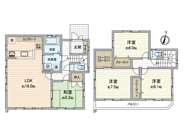 所沢市向陽町 中古戸建 間取図(平面図) 所沢市向陽町 中古戸建 間取図(平面図)