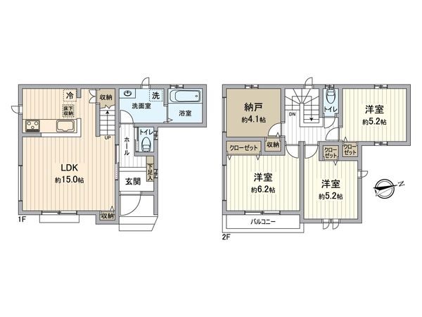 所沢市東狭山ケ丘新築戸建1号棟 間取図(平面図) 所沢市東狭山ケ丘新築戸建1号棟 間取図(平面図)
