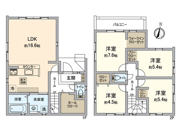所沢市北中3丁目 新築戸建 間取図(平面図) 所沢市北中3丁目 新築戸建 間取図(平面図)