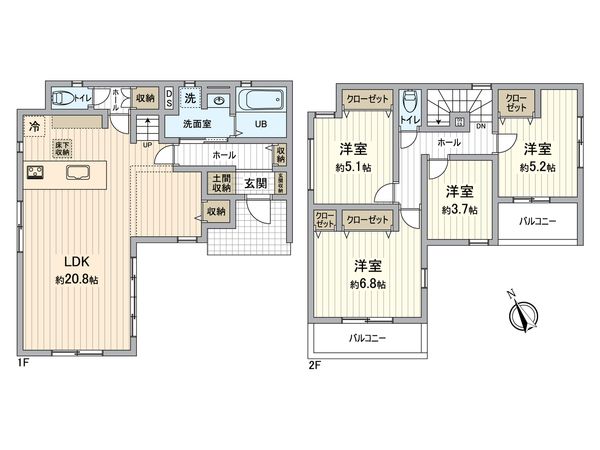 所沢市下安松 新築戸建 間取図(平面図) 所沢市下安松 新築戸建 間取図(平面図)