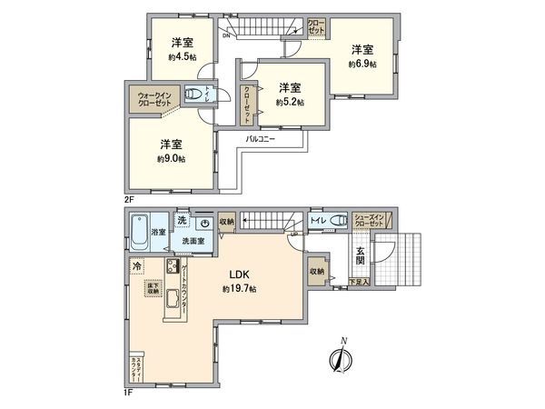 所沢市東所沢3丁目 新築戸建 間取図(平面図)