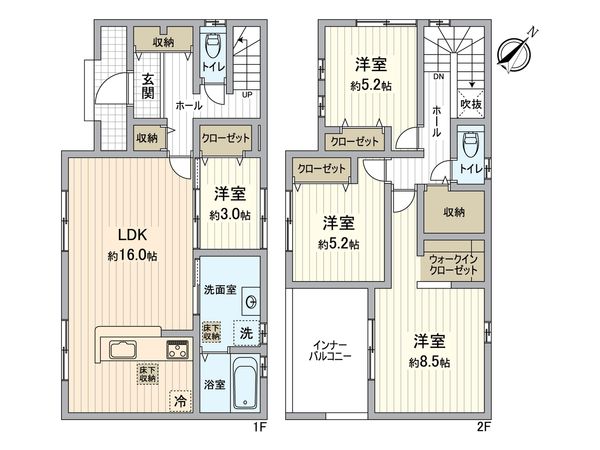 所沢市大字中富 新築戸建3号棟 間取図(平面図) 所沢市大字中富 新築戸建3号棟 間取図(平面図)