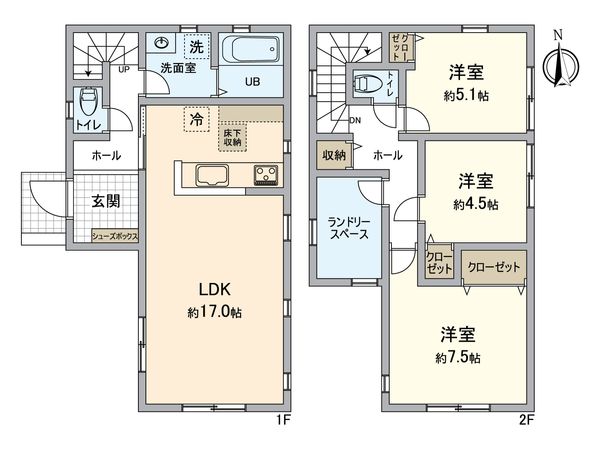 所沢市大字松郷 新築戸建 間取図(平面図) 所沢市大字松郷 新築戸建 間取図(平面図)