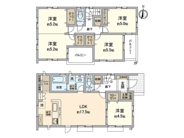 狭山市柏原 新築戸建 間取図(平面図) 狭山市柏原 新築戸建 間取図(平面図)