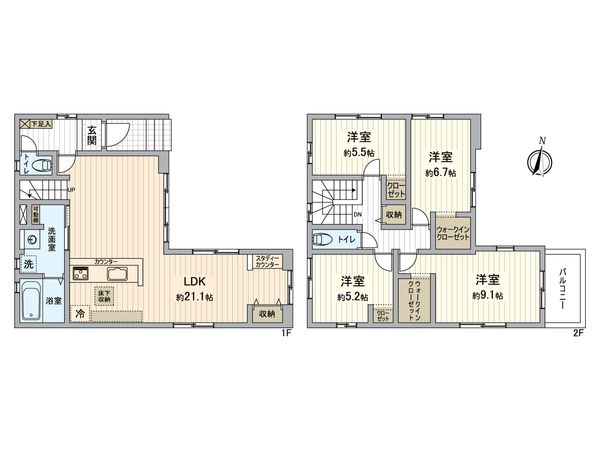 所沢市けやき台 新築戸建 間取図(平面図) 所沢市けやき台 新築戸建 間取図(平面図)