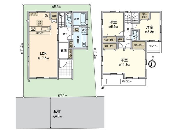 所沢市山口 新築2号棟 間取図(平面図) 所沢市山口 新築2号棟 間取図(平面図)