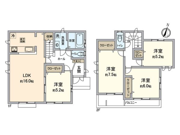 清瀬市中里1丁目 新築戸建B号棟 間取図(平面図) 清瀬市中里1丁目 新築戸建B号棟 間取図(平面図)