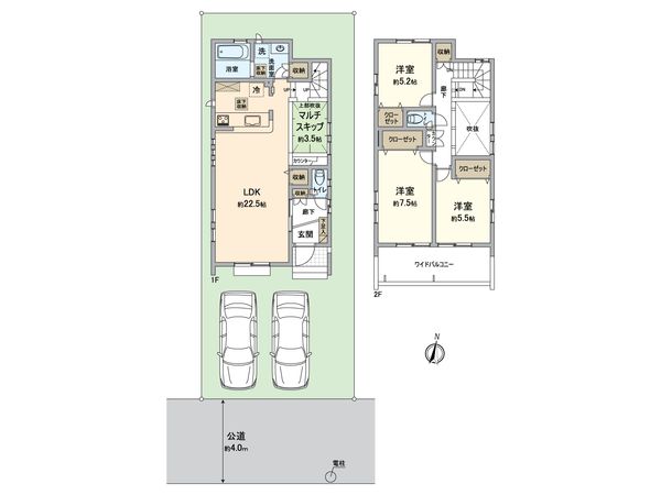 東村山市富士見町3丁目 新築2号棟 間取図(平面図) 東村山市富士見町3丁目 新築2号棟 間取図(平面図)