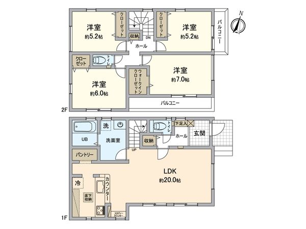 清瀬市中里1丁目 新築戸建 間取図(平面図) 清瀬市中里1丁目 新築戸建 間取図(平面図)