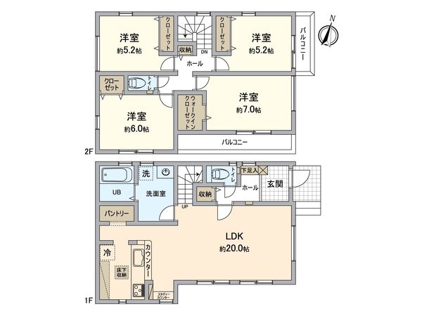 清瀬市中里1丁目 新築戸建 間取図(平面図) 清瀬市中里1丁目 新築戸建 間取図(平面図)