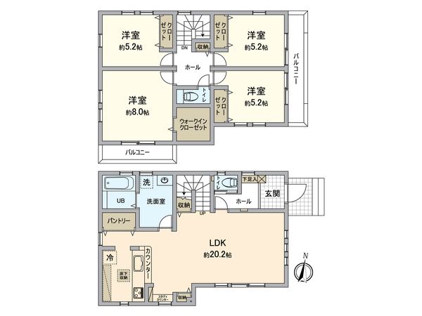 清瀬市竹丘2丁目 新築戸建 間取図(平面図) 清瀬市竹丘2丁目 新築戸建 間取図(平面図)