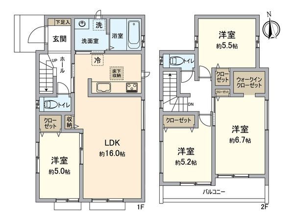 所沢市山口 新築3号棟 間取図(平面図) 所沢市山口 新築3号棟 間取図(平面図)