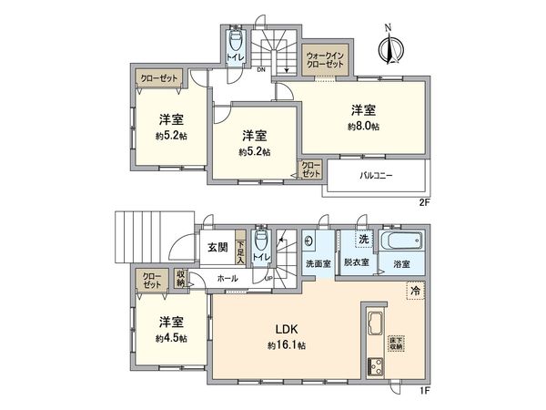 所沢市山口 新築1号棟 間取図(平面図) 所沢市山口 新築1号棟 間取図(平面図)