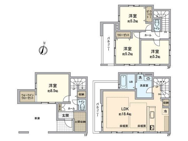 所沢市金山町 新築戸建 間取図(平面図) 所沢市金山町 新築戸建 間取図(平面図)