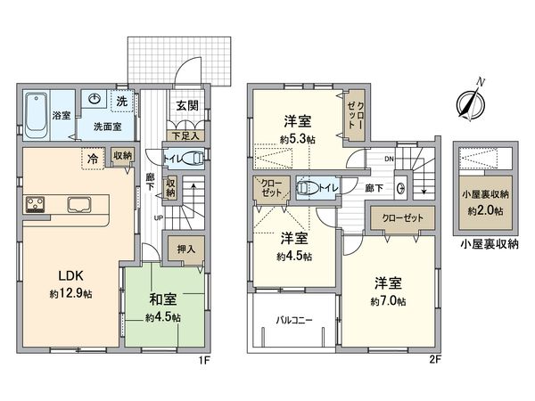 所沢市山口 新築戸建 2号棟 間取図(平面図) 所沢市山口 新築戸建 2号棟 間取図(平面図)