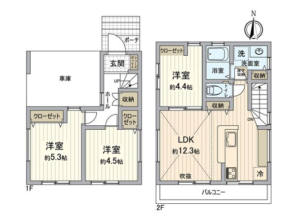 所沢市東新井町 新築戸建 間取図(平面図) 所沢市東新井町 新築戸建 間取図(平面図)