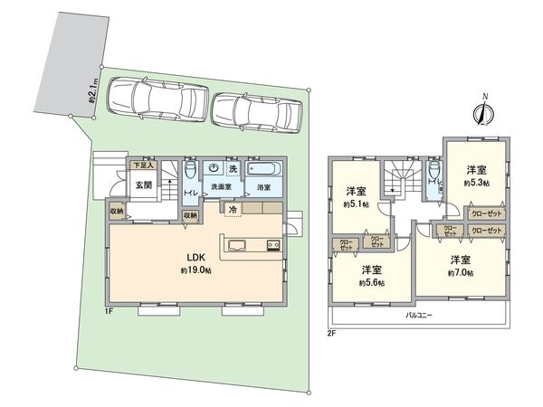 所沢市こぶし町 新築戸建 間取図(平面図)