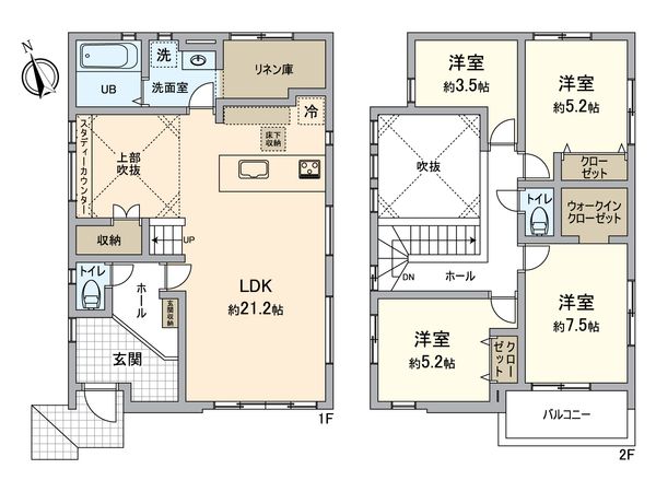 所沢市中富南1丁目 新築戸建 間取図(平面図) 所沢市中富南1丁目 新築戸建 間取図(平面図)