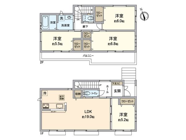 所沢市本郷 新築戸建1号棟 間取図(平面図) 所沢市本郷 新築戸建1号棟 間取図(平面図)