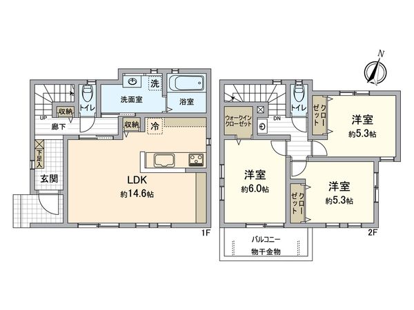 所沢市中新井1丁目 戸建 間取図(平面図) 所沢市中新井1丁目 戸建 間取図(平面図)