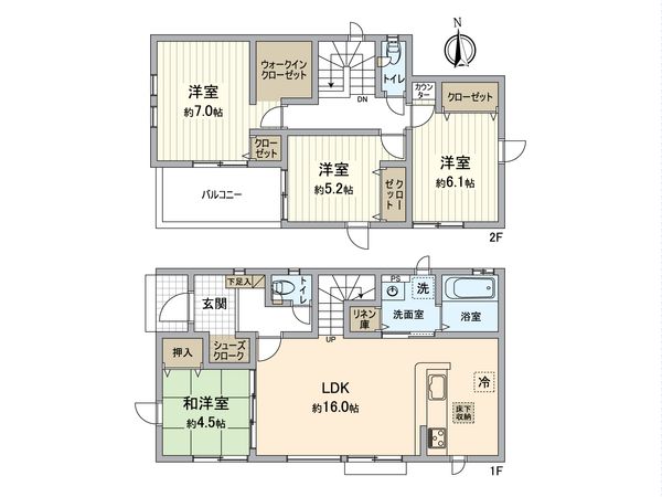 所沢市東狭山ケ丘3丁目 新築戸建 間取図(平面図) 所沢市東狭山ケ丘3丁目 新築戸建 間取図(平面図)