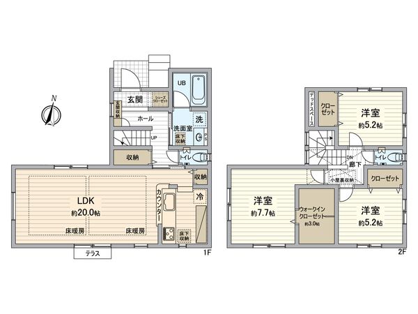 所沢市向陽町 戸建 間取図(平面図) 所沢市向陽町 戸建 間取図(平面図)