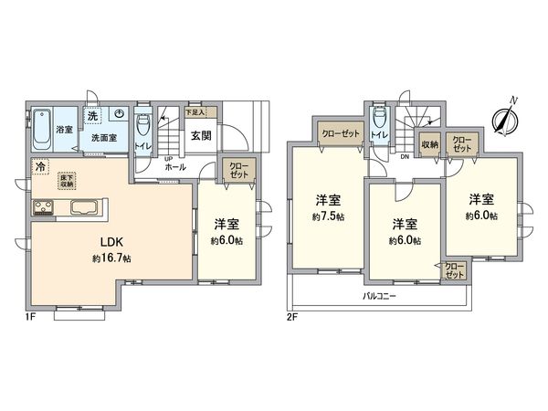 所沢市花園4丁目 新築戸建 B号棟 間取図(平面図) 所沢市花園4丁目 新築戸建 B号棟 間取図(平面図)