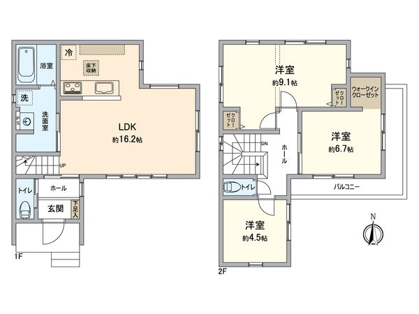 所沢市大字北秋津 新築戸建 間取図(平面図) 所沢市大字北秋津 新築戸建 間取図(平面図)
