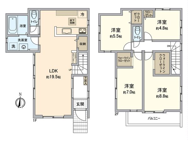 所沢市大字下安松 新築戸建 間取図(平面図) 所沢市大字下安松 新築戸建 間取図(平面図)