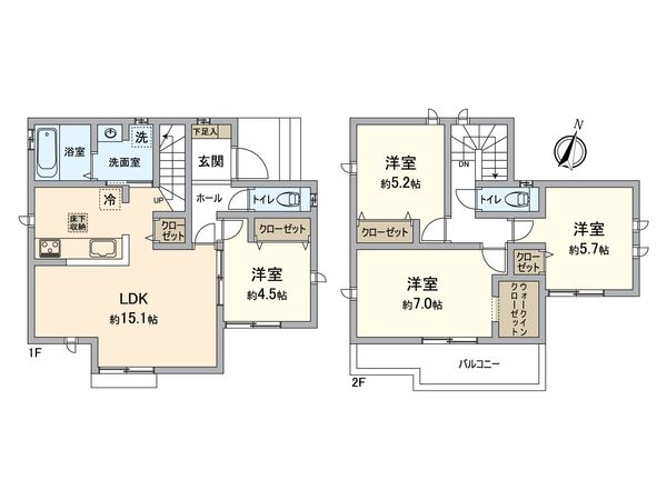 狭山市富士見2丁目 新築1号棟 間取図(平面図) 狭山市富士見2丁目 新築1号棟 間取図(平面図)
