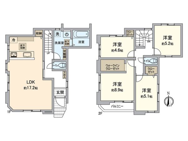 所沢市下安松 新築戸建 間取図(平面図) 所沢市下安松 新築戸建 間取図(平面図)