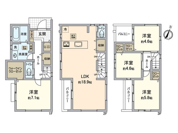 所沢市宮本町1丁目 新築1号棟 間取図(平面図)