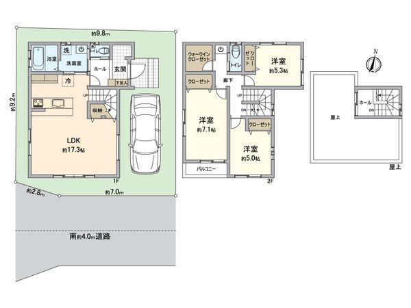 所沢市狭山ケ丘2丁目 新築戸建 間取図(平面図) 所沢市狭山ケ丘2丁目 新築戸建 間取図(平面図)