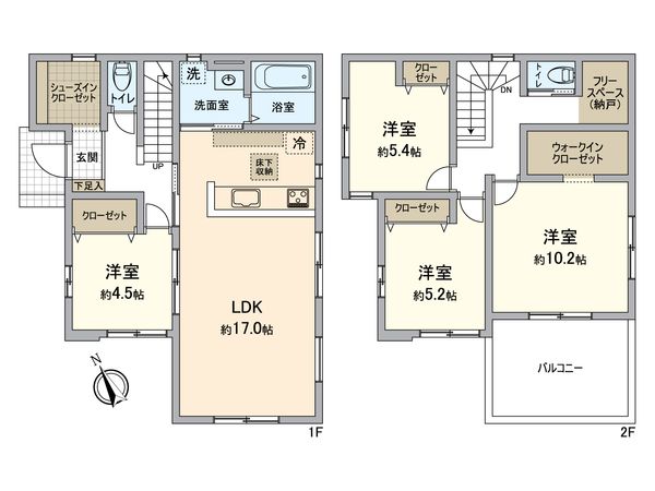 所沢市小手指南2丁目 新築戸建 間取図(平面図) 所沢市小手指南2丁目 新築戸建 間取図(平面図)