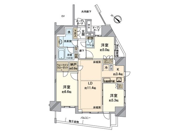 プラウド所沢 間取図(平面図)