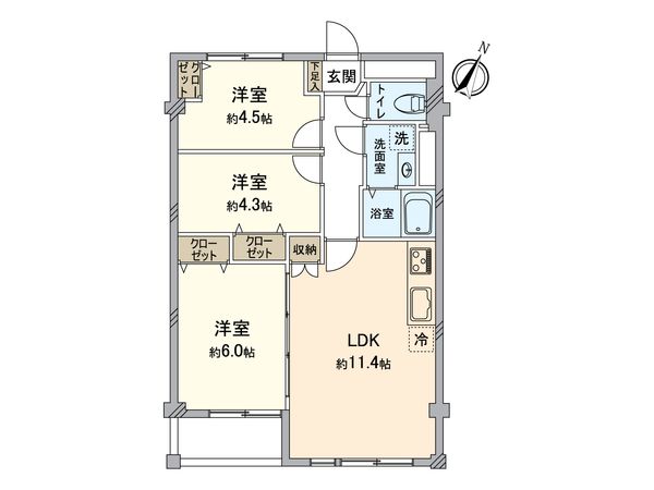 所沢コーポラス D棟 間取図(平面図) 間取図(平面図)