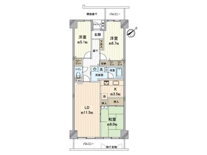 新狭山住宅 B棟 間取図(平面図) 間取図(平面図)